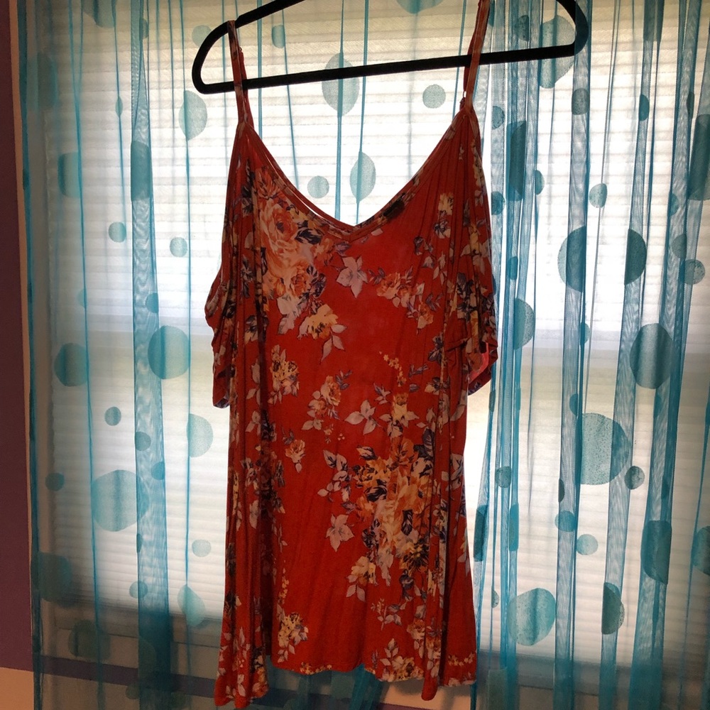 Torrid orange floral shirt, size 3